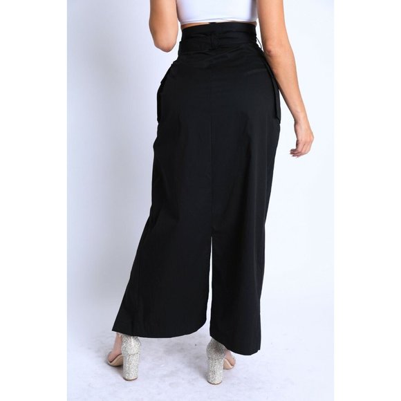 Women Asymmetric Self Belted Pockets Detailed Maxi Skirt Formal Casual - Picture 3 of 10